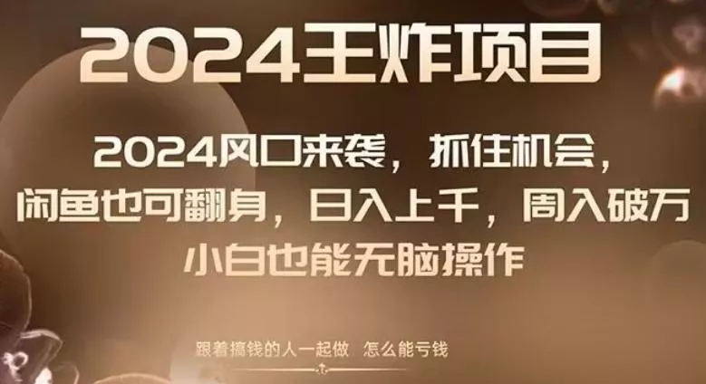 2024风口项目来袭,抓住机会,闲鱼也可翻身,日入上千,周入破万,小白也能无脑操作