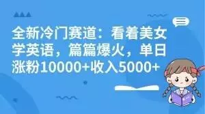 全新冷门赛道:看着美女学英语,篇篇爆火,单日涨粉10000+收入5000+