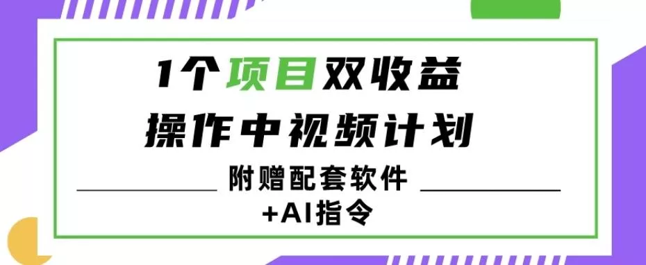 1个项目双收益?操作中视频计划1天最高3100+收益?(附赠配套软件+AI指令)