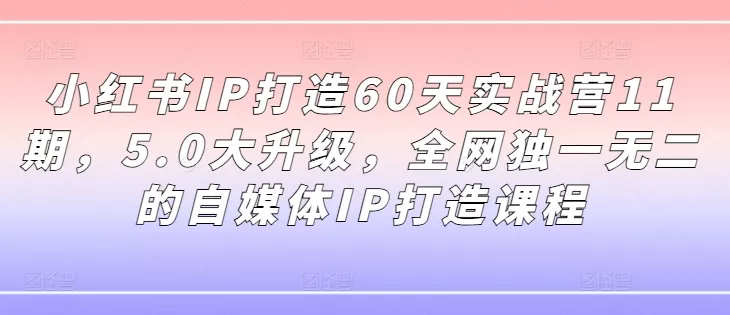 小红书IP打造60天实战营11期，5.0大升级，全网独一无二的自媒体IP打造课程