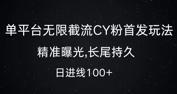 单平台无限截流创业粉首发玩法,精准曝光,长尾持久,日引流100+【揭秘】