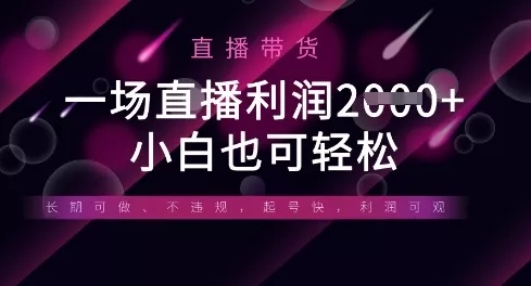 半无人直播带货，一场利润数张，适合所有平台玩法，小白也可轻松