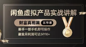 精品！闲鱼虚拟产品实战讲解，新手一部手机即可操作，副业月利润可达5k+