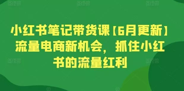 小红书笔记带货课【6月更新】流量电商新机会,抓住小红书的流量红利
