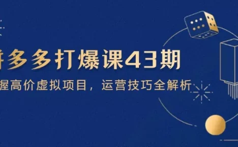 拼多多打爆课第 43 期，掌握高价虚拟项目，运营技巧全解析(15节